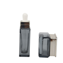50g luxury black glass cream jar 30ml glass dropper bottle 120ml square glass lotion bottle with pump